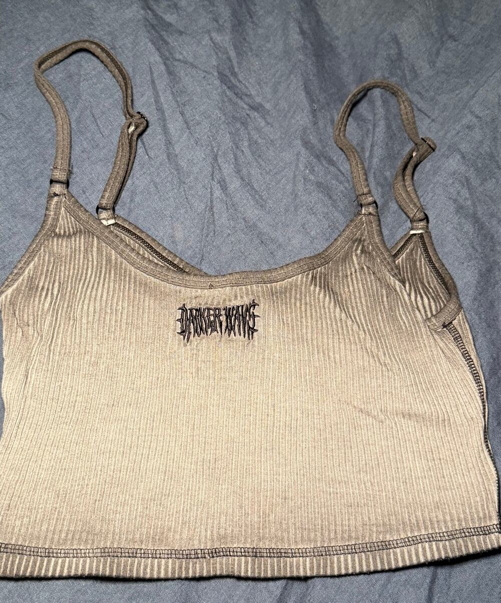 Dolls Kill Gray Wave Print Crop Tank Size Small